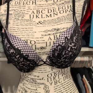 Victoria's Secret Black and Purple Lace Bra